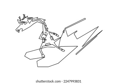 abstract giraffe cartoon character continuous on line riding the heart .