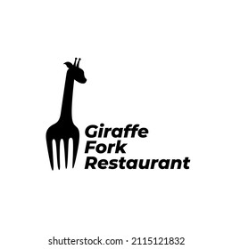 abstract giraffe fork restaurant logo concept. Vector illustration