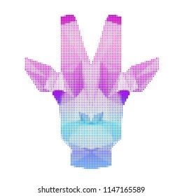 Abstract giraffe head isolated on white. Graphic animal portrait for birthday card, modern party invitation, wallpaper, shop sale advertising, workshop, t-shirt, bag print, poster.
