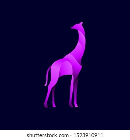 Abstract Giraffe Logo Design. Unique gradient purple color. Creative Logo. Animal Logo.