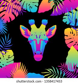 Abstract giraffe portrait pattern. Childish crafted giraffe for design birthday card, veterinarian clinic poster, pet shop sale advertising, bag print etc.  