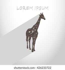 Abstract giraffe silhouette logo / label / tattoo isolated on abstract background