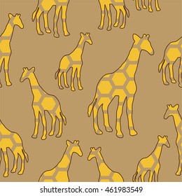 Abstract giraffes, seamless pattern yellow and beige