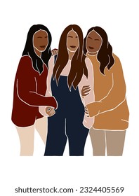 Abstract girl best friends illustration. Vector illustration.