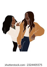 Abstract girl best friends illustration. Vector illustration.