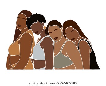 Abstract girl best friends illustration. Vector illustration.