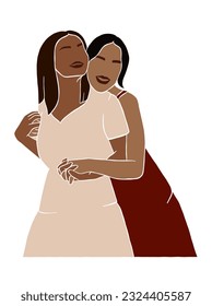Abstract girl best friends illustration. Vector illustration.