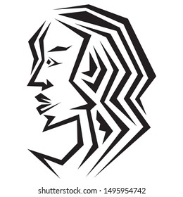 Abstract girl. Black and white. Vector illustration