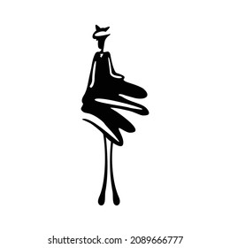 abstract girl in black,vector illustration