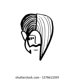 Abstract girl. Doodle beautiful woman face. International Women's Day. One line drawing portrait isolated on white background. Vector sign illustration for card, poster, print. Feminism concept.Print.