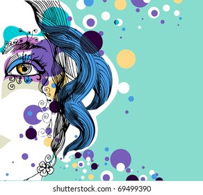 abstract girl with dots