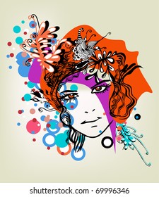 abstract girl with dots