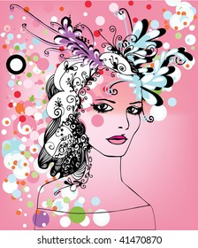 abstract girl drawing