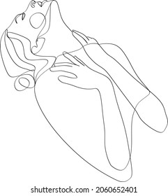 Abstract girl face continuous one line drawing minimalism design isolated on white background