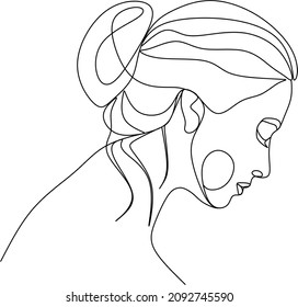 Resumen de la chica cara diseño de dibujo de una línea continuo minimalismo aislado en fondo blanco