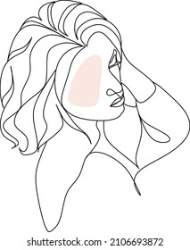 Abstract girl face continuous one line drawing minimalism design isolated on white background