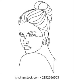 Resumen de la chica cara diseño de dibujo de una línea continuo minimalismo aislado en fondo blanco