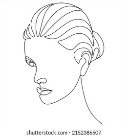 Resumen de la chica cara diseño de dibujo de una línea continuo minimalismo aislado en fondo blanco