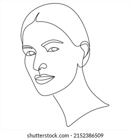 Abstract girl face continuous one line drawing minimalism design isolated on white background