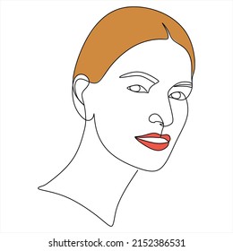 Resumen de la chica cara diseño de dibujo de una línea continuo minimalismo aislado en fondo blanco