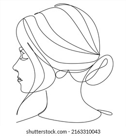 Resumen de la chica cara diseño de dibujo de una línea continuo minimalismo aislado en fondo blanco