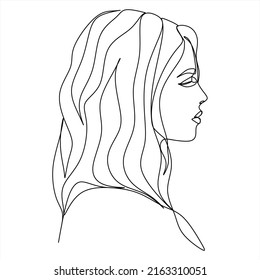 Abstract girl face continuous one line drawing minimalism design isolated on white background