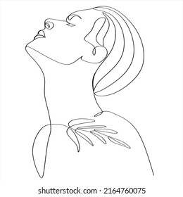 Resumen de la chica cara diseño de dibujo de una línea continuo minimalismo aislado en fondo blanco