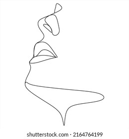 Abstract girl face continuous one line drawing minimalism design isolated on white background