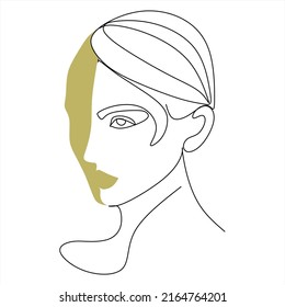 Resumen de la chica cara diseño de dibujo de una línea continuo minimalismo aislado en fondo blanco