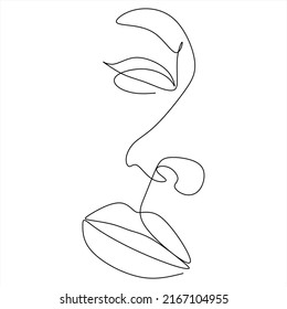 Resumen de la chica cara diseño de dibujo de una línea continuo minimalismo aislado en fondo blanco