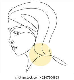 Resumen de la chica cara diseño de dibujo de una línea continuo minimalismo aislado en fondo blanco