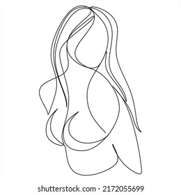 Resumen de la chica cara diseño de dibujo de una línea continuo minimalismo aislado en fondo blanco