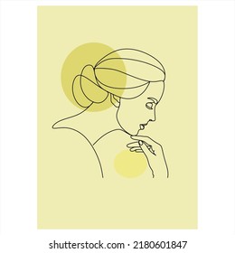 Resumen de la chica cara diseño de dibujo de una línea continuo minimalismo aislado en fondo blanco