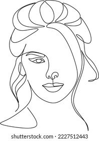 Resumen de la chica cara diseño de dibujo de una línea continuo minimalismo aislado en fondo blanco