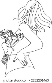 Resumen de la chica cara diseño de dibujo de una línea continuo minimalismo aislado en fondo blanco