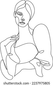 Resumen de la chica cara diseño de dibujo de una línea continuo minimalismo aislado en fondo blanco