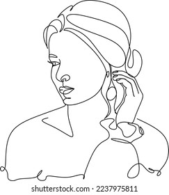 Resumen de la chica cara diseño de dibujo de una línea continuo minimalismo aislado en fondo blanco