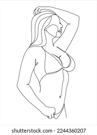 Resumen de la chica cara diseño de dibujo de una línea continuo minimalismo aislado en fondo blanco