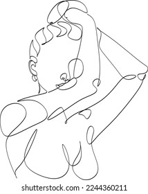 Resumen de la chica cara diseño de dibujo de una línea continuo minimalismo aislado en fondo blanco