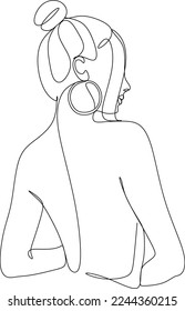 Abstract girl face continuous one line drawing minimalism design isolated on white background