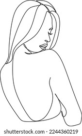 Abstract girl face continuous one line drawing minimalism design isolated on white background