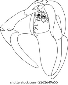 Resumen de la chica cara diseño de dibujo de una línea continuo minimalismo aislado en fondo blanco