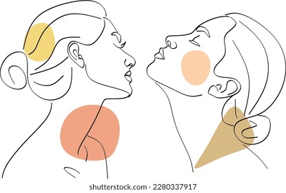 Resumen de la chica cara diseño de dibujo de una línea continuo minimalismo aislado en fondo blanco