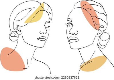 Resumen de la chica cara diseño de dibujo de una línea continuo minimalismo aislado en fondo blanco