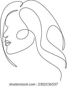 Abstract girl face continuous one line drawing minimalism design isolated on white background
