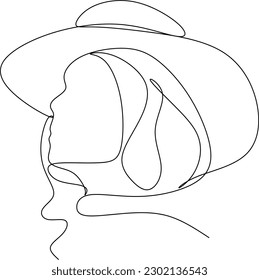 Abstract girl face continuous one line drawing minimalism design isolated on white background