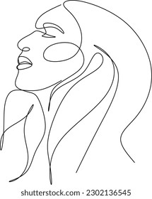 Resumen de la chica cara diseño de dibujo de una línea continuo minimalismo aislado en fondo blanco