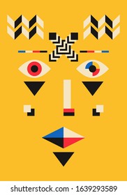 Abstract Girl Face. Geometric Art. Graphic Design. Vector Illustration.