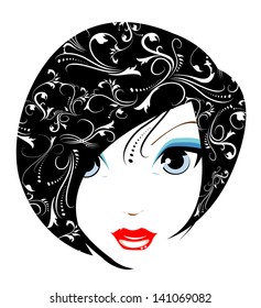 Abstract girl with flowers
