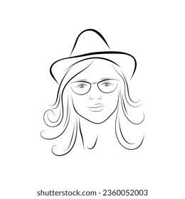 Abstract girl in a hat. Continuous line drawing. vector line art.